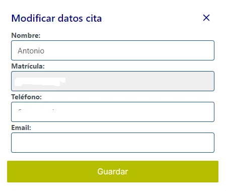 modificar cita itv castellón