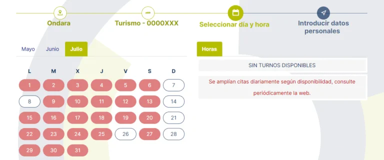 seleccionar día y hora cita itv